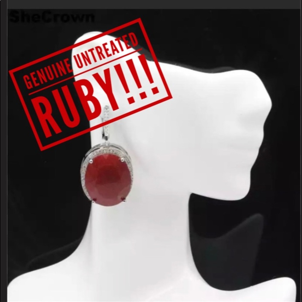 🔥🔥MASSIVE NEW GENUINE RUBY EARRING SET🔥🔥 - Picture 2 of 5